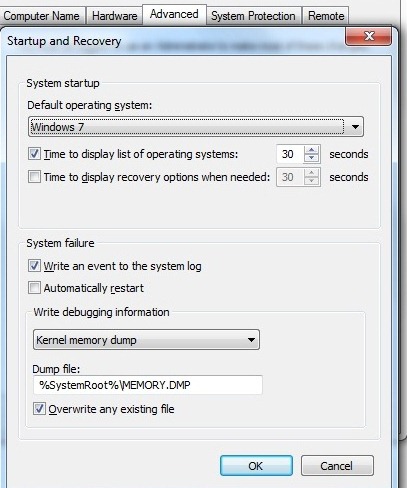 Del f s. Disable Automatic restart on System failure. Del f s q SYSTEMROOT Memory DMP Скопировать.